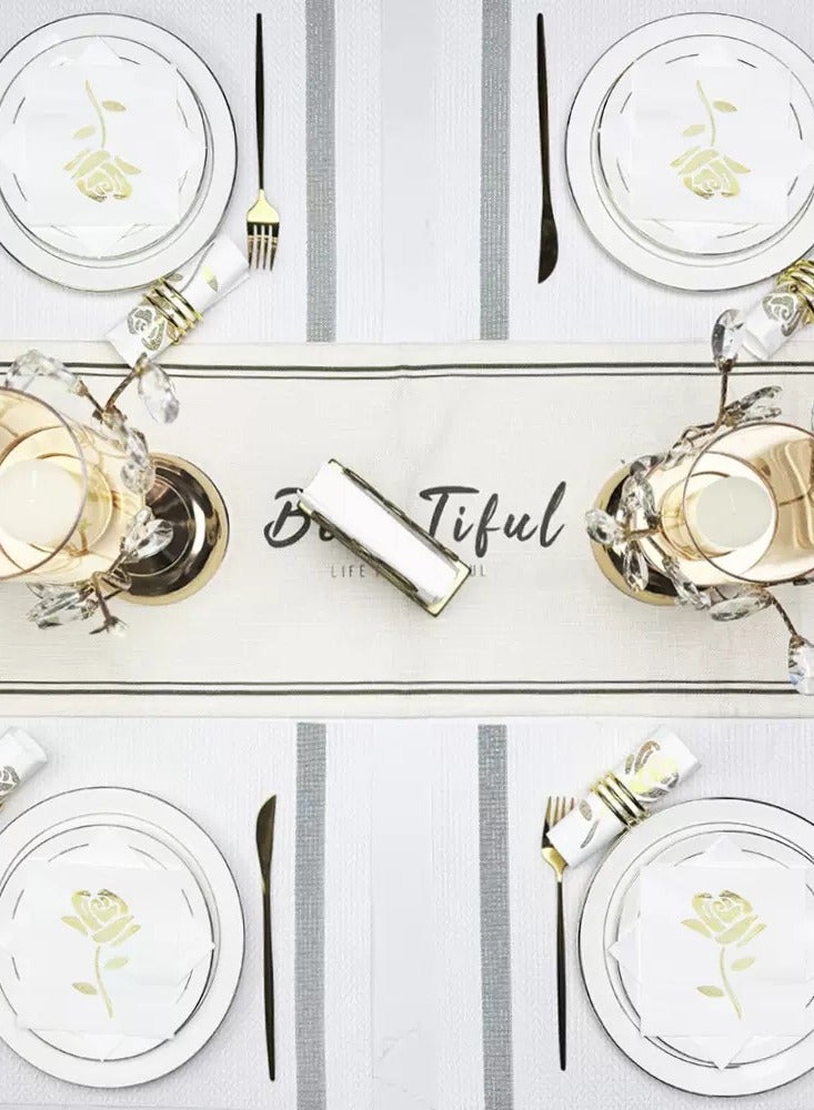 100 Pieces Golden Flower Disposable Napkins Fabric Like Dinner Paper - For Bathroom Hotel Wedding Western Party Table Decoration 25CM*25CM - Image 2