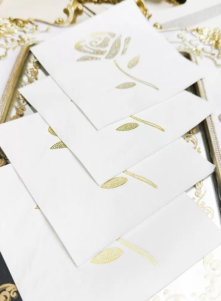 100 Pieces Golden Flower Disposable Napkins Fabric Like Dinner Paper - For Bathroom Hotel Wedding Western Party Table Decoration 25CM*25CM - Image 3