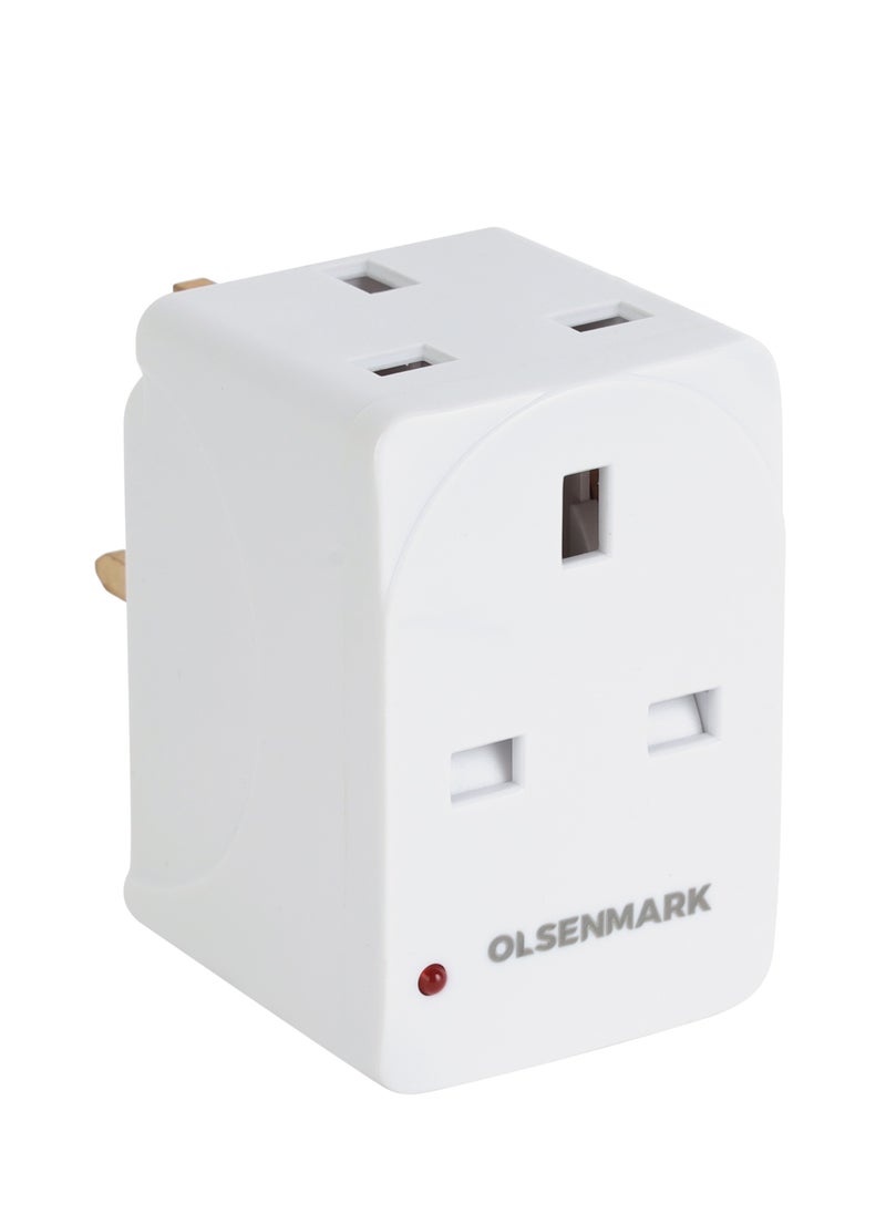 Olsenmark - Olsenmark 3 Way UK Adaptor OMES1888, PP Housing, Copper Parts and Pin, Global Compatibility, Compact and Portable Design - Image 1