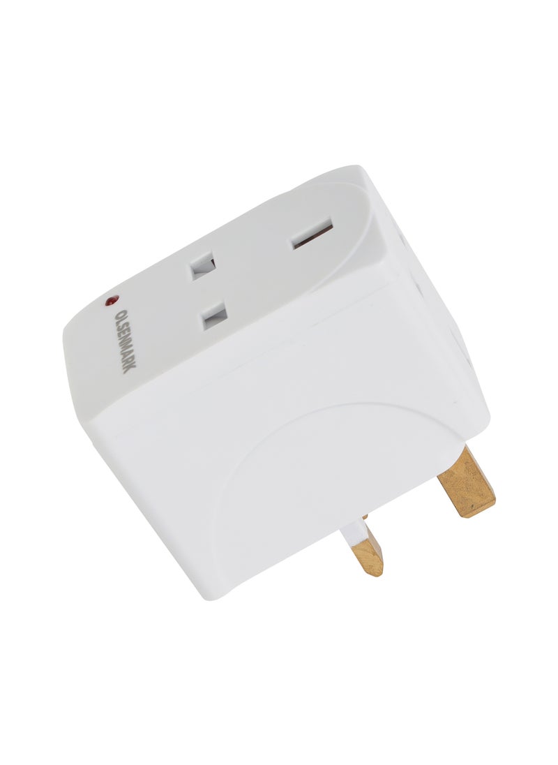 Olsenmark - Olsenmark 3 Way UK Adaptor OMES1888, PP Housing, Copper Parts and Pin, Global Compatibility, Compact and Portable Design - Image 1