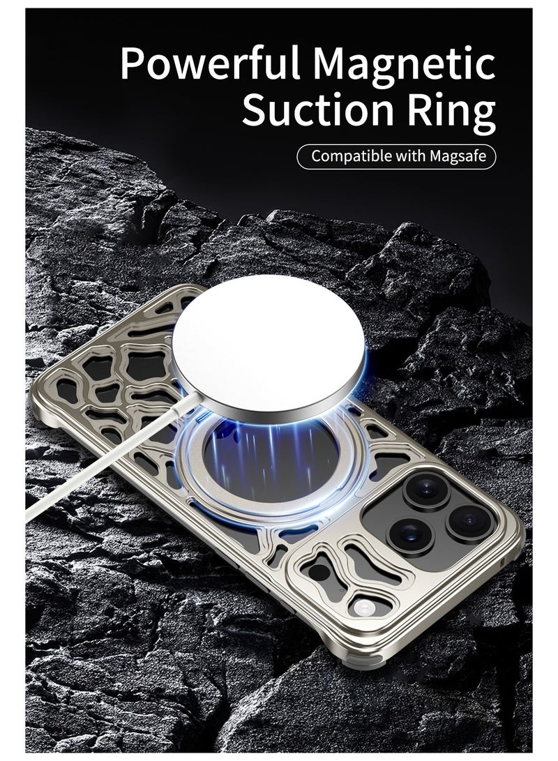 general case for iPhone 17 Pro Max, Skeletonised metal swivel stand case, Strong magnetic suction anti-slip 360° swivel MagSafe Compatible - Image 5