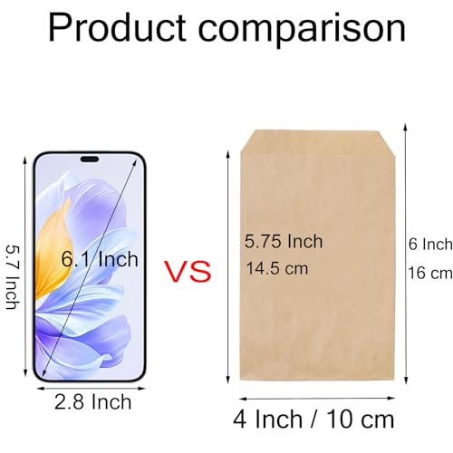 FOCCIUP 100 Pcs 4x6 Inches Brown Kraft Paper Bags Flat Envelopes Merchandise Treat Bag for Party - Image 2