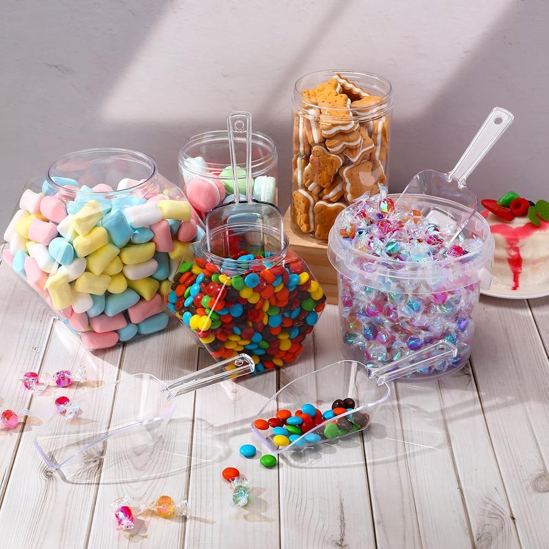 Hestya 4 Pcs Christmas Multi Purpose Clear Plastic Scoops for Candy Buffet Acrylic Kitchen Ice Food Popcorn Scoops for Protein Powders, Ice Cream, Coffee, Tea Jar (7.8 Inch) - Image 4