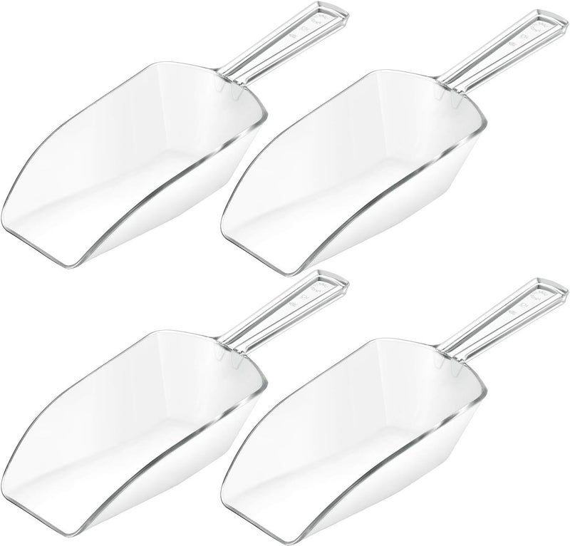 Hestya 4 Pcs Christmas Multi Purpose Clear Plastic Scoops for Candy Buffet Acrylic Kitchen Ice Food Popcorn Scoops for Protein Powders, Ice Cream, Coffee, Tea Jar (7.8 Inch) - Image 1