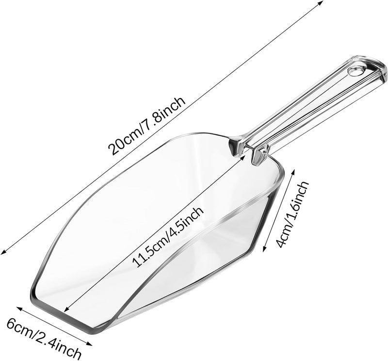 Hestya 4 Pcs Christmas Multi Purpose Clear Plastic Scoops for Candy Buffet Acrylic Kitchen Ice Food Popcorn Scoops for Protein Powders, Ice Cream, Coffee, Tea Jar (7.8 Inch) - Image 2