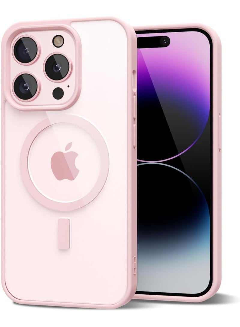 أكاليكس جراب مغناطيسي شفاف لهاتف iPhone 14 Pro Max [مقاوم للصدمات ونحيف]، غطاء خلفي صلب شفاف بحماية عالية الجودة | وردي - Image 1