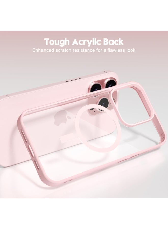 أكاليكس جراب مغناطيسي شفاف لهاتف iPhone 14 Pro Max [مقاوم للصدمات ونحيف]، غطاء خلفي صلب شفاف بحماية عالية الجودة | وردي - Image 5