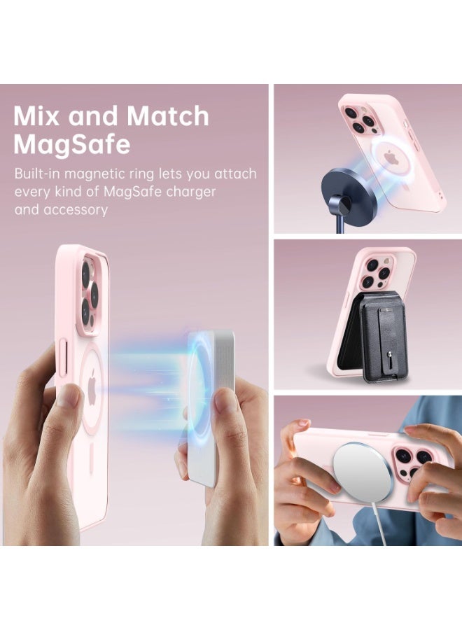 أكاليكس جراب مغناطيسي شفاف لهاتف iPhone 14 Pro Max [مقاوم للصدمات ونحيف]، غطاء خلفي صلب شفاف بحماية عالية الجودة | وردي - Image 4