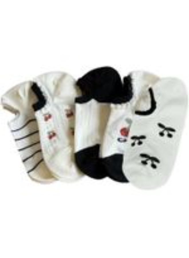 Women's Casual Cotton Ankle Socks Set – Soft and Comfortable Everyday Socks (5 Pairs + 1 Gift) – Modern Designs - Image 1