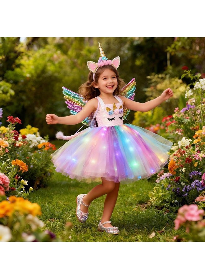 Davsolly Unicorn Costume for Girls Led Light Up Unicorn Princess Tutu Outfit for Halloween Dress Up Birthday Christmas Gifts - Image 4