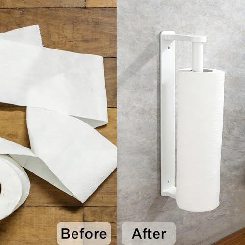 MONEER Kitchen Roll Holder Under Cabinet, Paper Towel Holder, Aluminum Alloy Kitchen Towel Holders, Self Adhesive Kitchen Roll Holder for Kitchen, Bathroom, Living Room (White) - Image 4