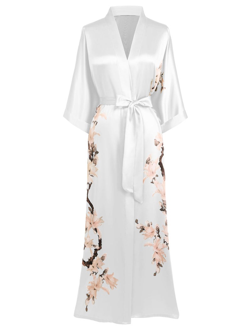BABEYOND BABEYOND Kimono Robe Cover up with Box Long Floral Satin Sleepwear Silky Bathrobe Bachelorette Robe  - Image 1