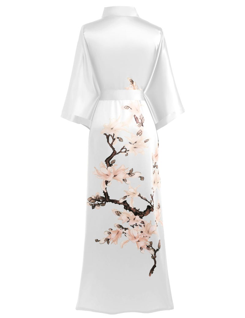 BABEYOND BABEYOND Kimono Robe Cover up with Box Long Floral Satin Sleepwear Silky Bathrobe Bachelorette Robe  - Image 2