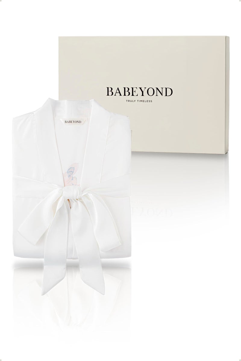 BABEYOND BABEYOND Kimono Robe Cover up with Box Long Floral Satin Sleepwear Silky Bathrobe Bachelorette Robe  - Image 4