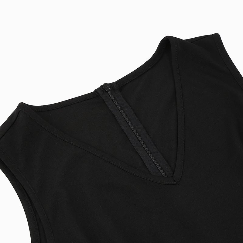 فستان فينطج مع تطريز زهور، رقبة V، بلا أكمام، قصة A، طول متوسط - Image 4