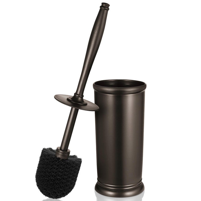 HAMITOR Toilet Bowl Brush Holder Set: Bathroom Deep Cleaning Toilet Scrubber Rim Cleaner with Caddy for Restroom Rv - Hidden Modern Elegant Toilet Clean Decorative Accessories - Bronze - Image 1