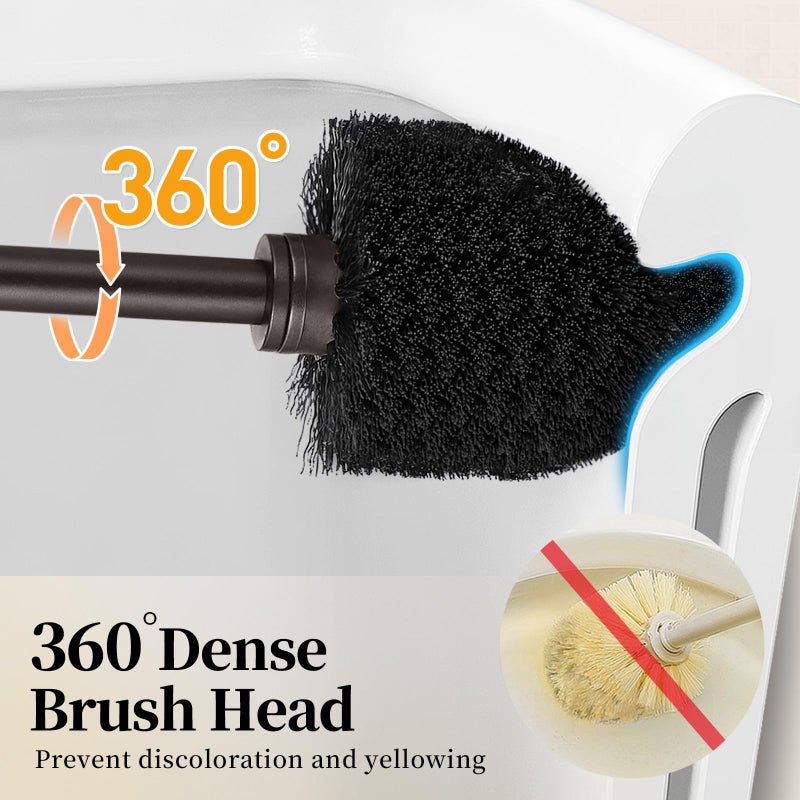 HAMITOR Toilet Bowl Brush Holder Set: Bathroom Deep Cleaning Toilet Scrubber Rim Cleaner with Caddy for Restroom Rv - Hidden Modern Elegant Toilet Clean Decorative Accessories - Bronze - Image 3