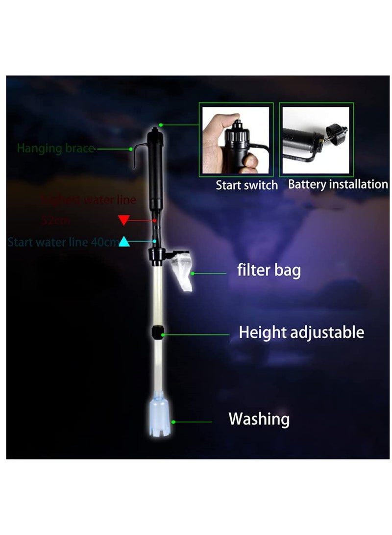 Generic 3 in 1 Electric Aquarium Syphon Cordless Gravel Water Algae Cleaner Washer 20 Inch Deep 520LPH Flow Auto Fish Tank Vacuum Filter for Freshwater Saltwater Tanks Adjustable Suction Power  - Image 3