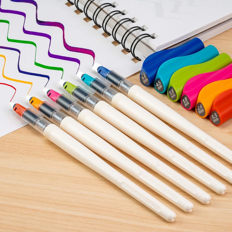PILOT Parallel Caligraphy Pens, Assorted Point Sizes and Colors, 6 Count (12722) - Image 2