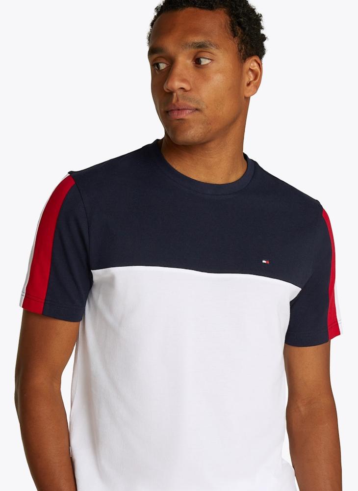 TOMMY HILFIGER - Global Stripe Colourblock T-Shirt - Image 1