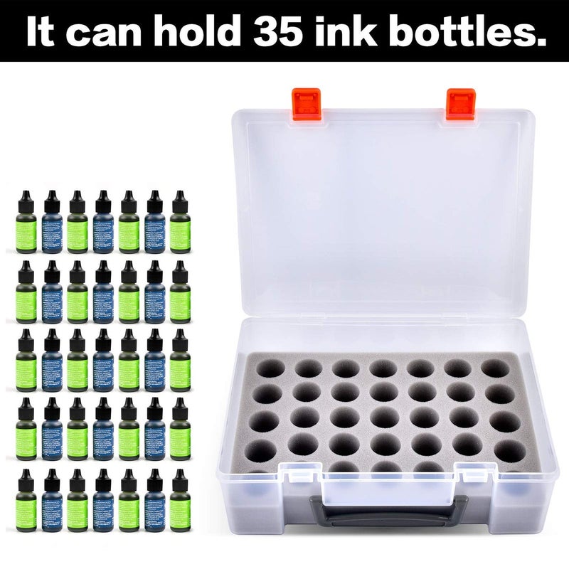 FULLCASE Ink Storage Organizer Carrying Case, Holds 35pcs 0.35oz, 0.5oz Bottles of Ink Set/for Stickles Glitter Glue/for Glossy Accents/for Reinkers, Paint Travel Box Container (Case Only) - Image 3