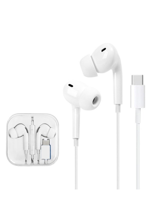 Generic Wired In-ear Headphones For Apple OPPO Huawei Vivo Red Rice Millet Type-c Round Head Hole Noise Reduction-Color:Three-generation Typec Analog Head-mounted Crystal Box  - Image 1