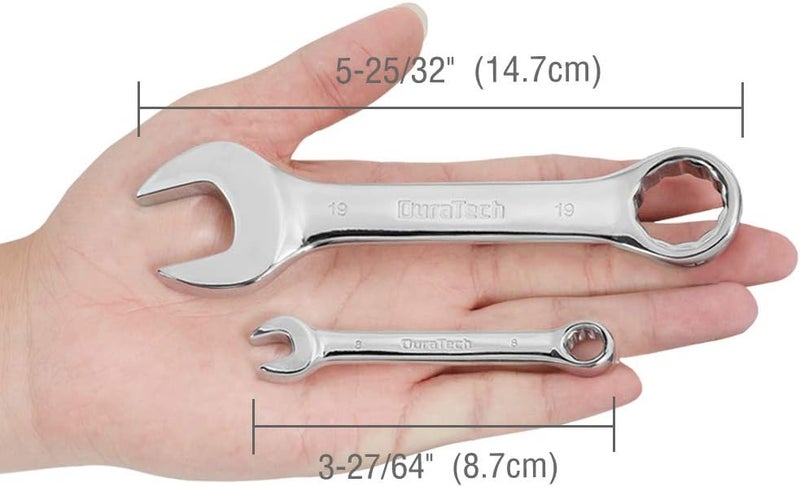 DURATECH Stubby Combination Wrench Set, Metric, 12-Piece, 8-19mm, 12 Point, CR-V Steel, with Rolling Pouch - Image 5