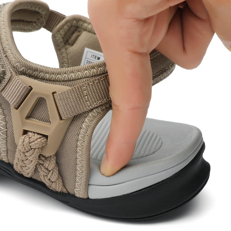 UBFEN Womens Hiking Comfort Sport Sandals Beach Vacation Camping Casual Sport Sandals with Adjustable Straps and Arch Support Size US 9 Apricot - Image 2