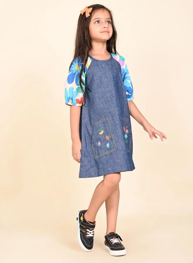 LILPICKS Denim Flower Dress