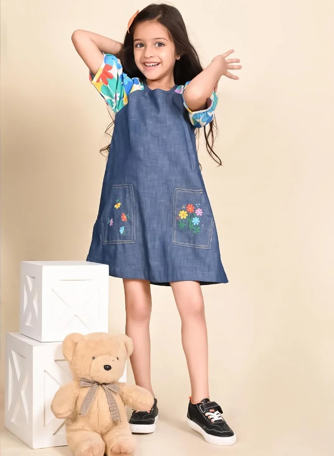 LILPICKS Denim Flower Dress