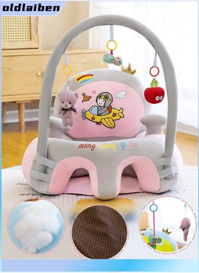 oldlaiben Baby Support Seat Sofa,Baby Support Seats For Sitting,Baby Sofa Chair For Infants,Infant Sit Up Chair,Plush Soft Animal Shaped Baby Learning To Sit Chair,With Developmental Toys(Grey)  - Image 1