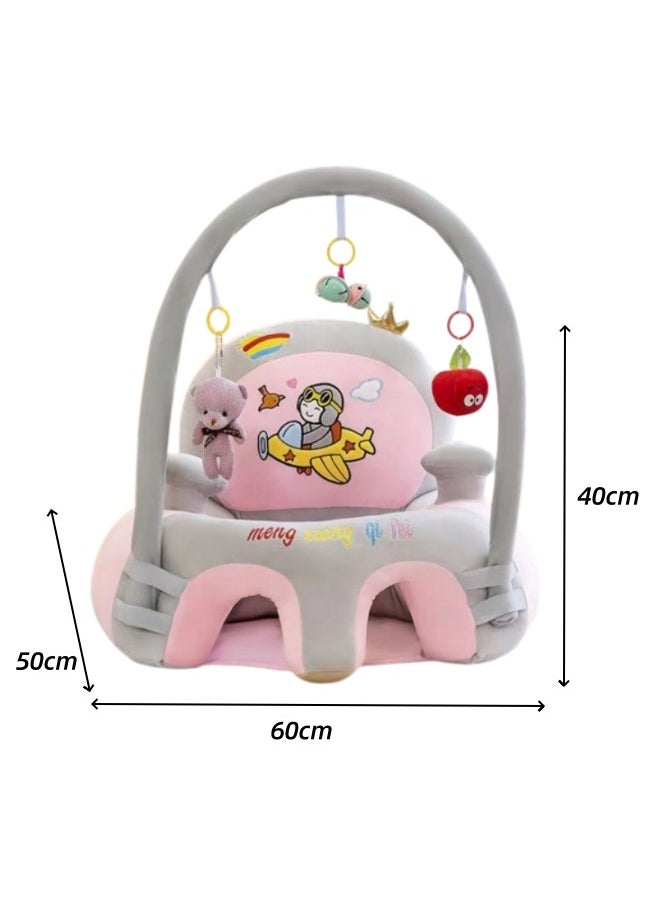 oldlaiben Baby Support Seat Sofa,Baby Support Seats For Sitting,Baby Sofa Chair For Infants,Infant Sit Up Chair,Plush Soft Animal Shaped Baby Learning To Sit Chair,With Developmental Toys(Grey)  - Image 2