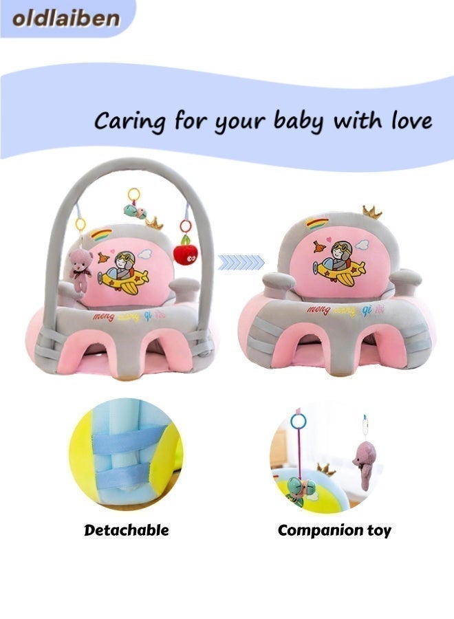 الدليبن كرسي جلوس للأطفال، أريكة داعمة للأطفال، مقاعد دعم للجلوس، كرسي أريكة للأطفال الرضع، كرسي جلوس للرضع، كرسي ناعم على شكل حيوان لتعلم الجلوس للأطفال، مع ألعاب تنموية (رمادي) - Image 4