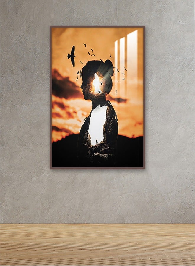 Marktna Decorative Wall Art Painting 120X80Cm With A Woman Design Gold Frame And A Transparent Acrylic Layer 0.5Kg - Image 1