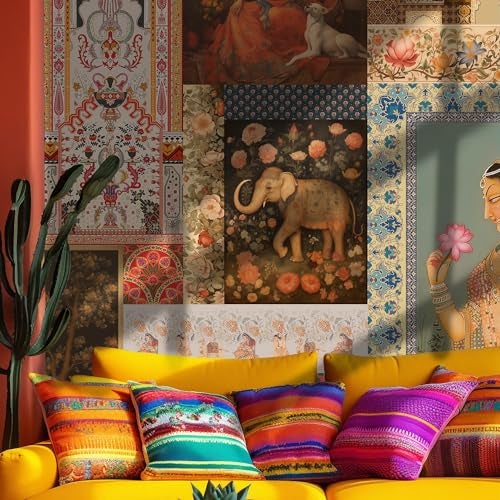 PAPER PLANE DESIGN Indian Ethnic Wallpaper Mural (10 FEET X 12 FEET, Vinyl - Self Adhesive) - Image 2