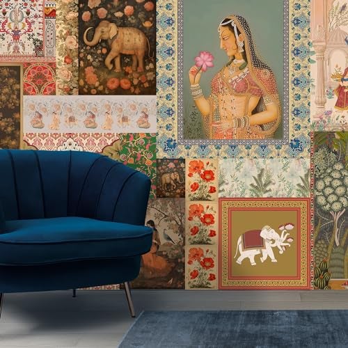 PAPER PLANE DESIGN Indian Ethnic Wallpaper Mural (10 FEET X 12 FEET, Vinyl - Self Adhesive) - Image 3