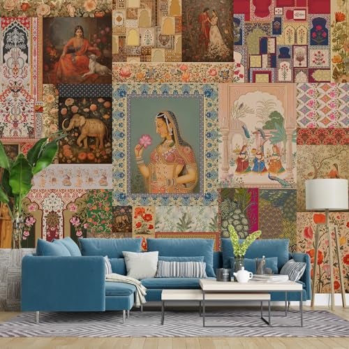 PAPER PLANE DESIGN Indian Ethnic Wallpaper Mural (10 FEET X 12 FEET, Vinyl - Self Adhesive) - Image 4