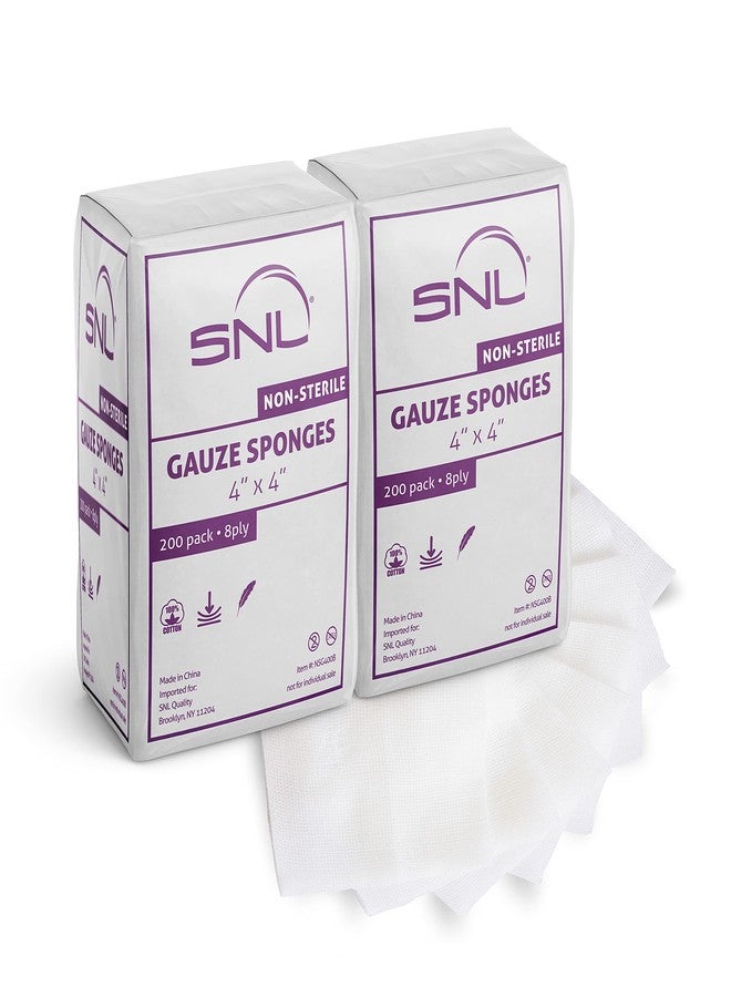 SNL شاش متعدد الاستخدامات - 4" × 4" - علبة من 400 - بواسطة SNL جودة، غير معقم، خالي من اللاتكس، وسادات شاش، 8 طبقات - (2× 200 عبوة داخل)، مثالي للإسعافات الأولية، تطبيقات التجميل، ضمادة ماصة - Image 2