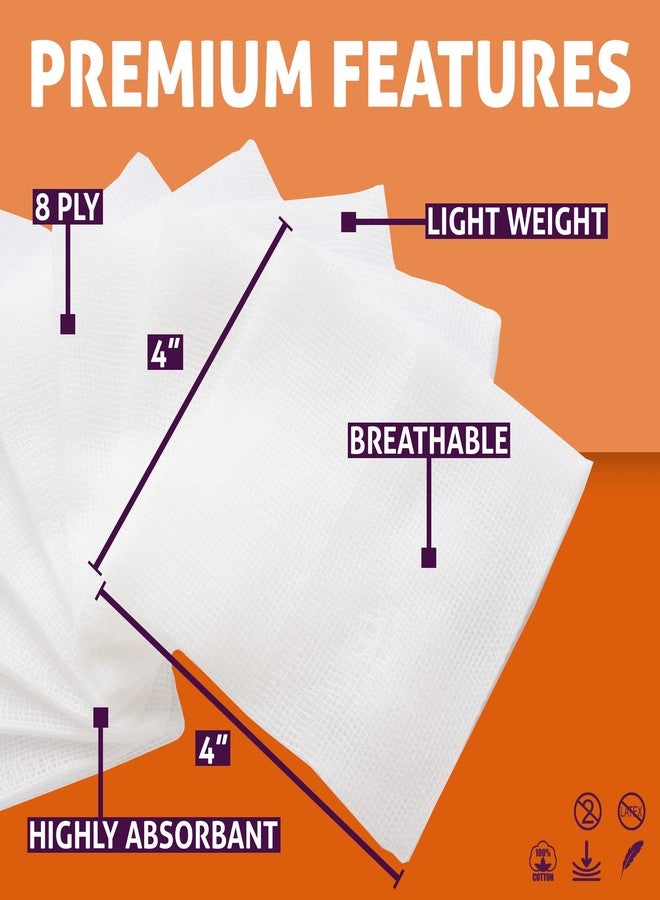 SNL شاش متعدد الاستخدامات - 4" × 4" - علبة من 400 - بواسطة SNL جودة، غير معقم، خالي من اللاتكس، وسادات شاش، 8 طبقات - (2× 200 عبوة داخل)، مثالي للإسعافات الأولية، تطبيقات التجميل، ضمادة ماصة - Image 3