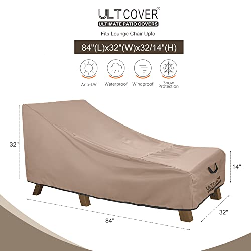 ULTCOVER Waterproof Patio Lounge Chair Cover Heavy Duty Outdoor Chaise Lounge Covers - 84L x 32W x 32H inch Brown - Image 2