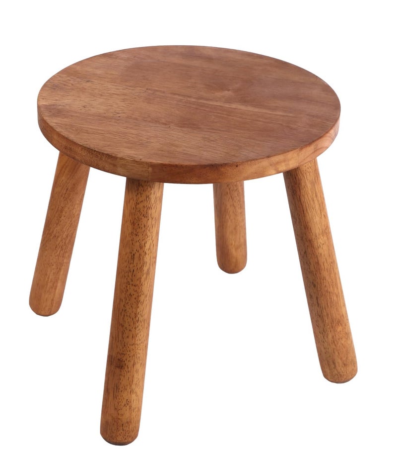 zaowofires Round Solid Wooden Step Stoolï¼Œ Garden Stoolï¼Œ11.8''H,Plant Stool ï¼ŒWood Legs Detachable for Plant Stand, Kitchen, Bathroomï¼ŒBedroomï¼ŒLivingroom (Walnut, 11.8inch) - Image 1