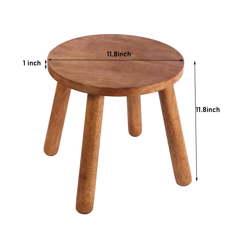 zaowofires Round Solid Wooden Step Stoolï¼Œ Garden Stoolï¼Œ11.8''H,Plant Stool ï¼ŒWood Legs Detachable for Plant Stand, Kitchen, Bathroomï¼ŒBedroomï¼ŒLivingroom (Walnut, 11.8inch) - Image 3