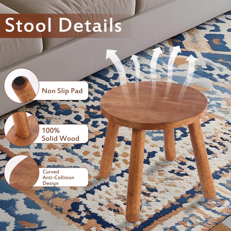zaowofires Round Solid Wooden Step Stoolï¼Œ Garden Stoolï¼Œ11.8''H,Plant Stool ï¼ŒWood Legs Detachable for Plant Stand, Kitchen, Bathroomï¼ŒBedroomï¼ŒLivingroom (Walnut, 11.8inch) - Image 5