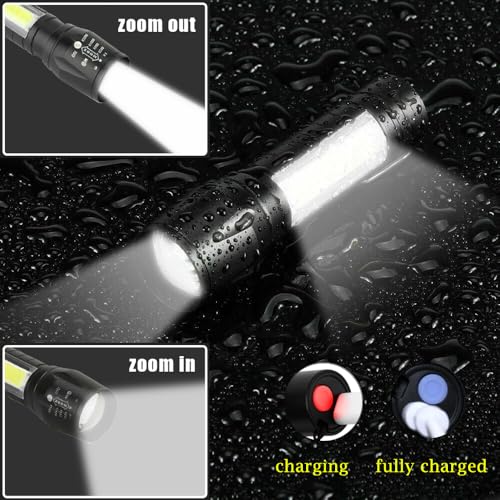 Wrrozz Led Flashlight Rechargeable USB Mini Torch Light, Ultra Brightest Small Flash Light Handheld Pocket Compact Portable Tiny Lamp with Side Lantern, High Powered Tactical Travel Flashlights 1 Pack - Image 2
