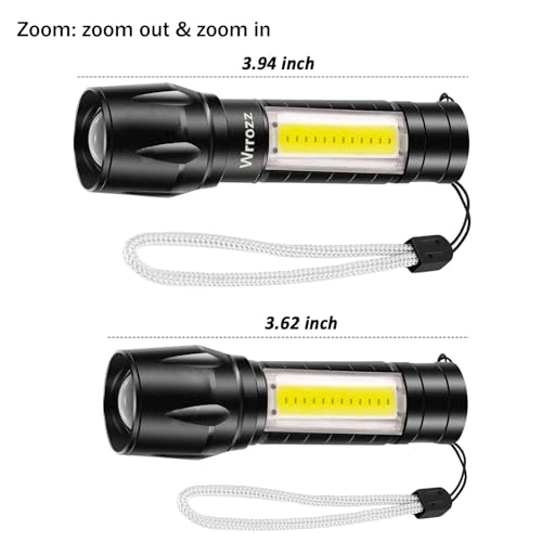 Wrrozz Led Flashlight Rechargeable USB Mini Torch Light, Ultra Brightest Small Flash Light Handheld Pocket Compact Portable Tiny Lamp with Side Lantern, High Powered Tactical Travel Flashlights 1 Pack - Image 3