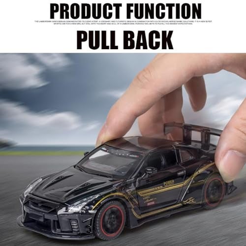 DEUSON ECOM 1:32 Supra Toy Car Die Cast Metal Model Cars with Light Sound Pullback Openable Door Car Toy, Black - Image 4