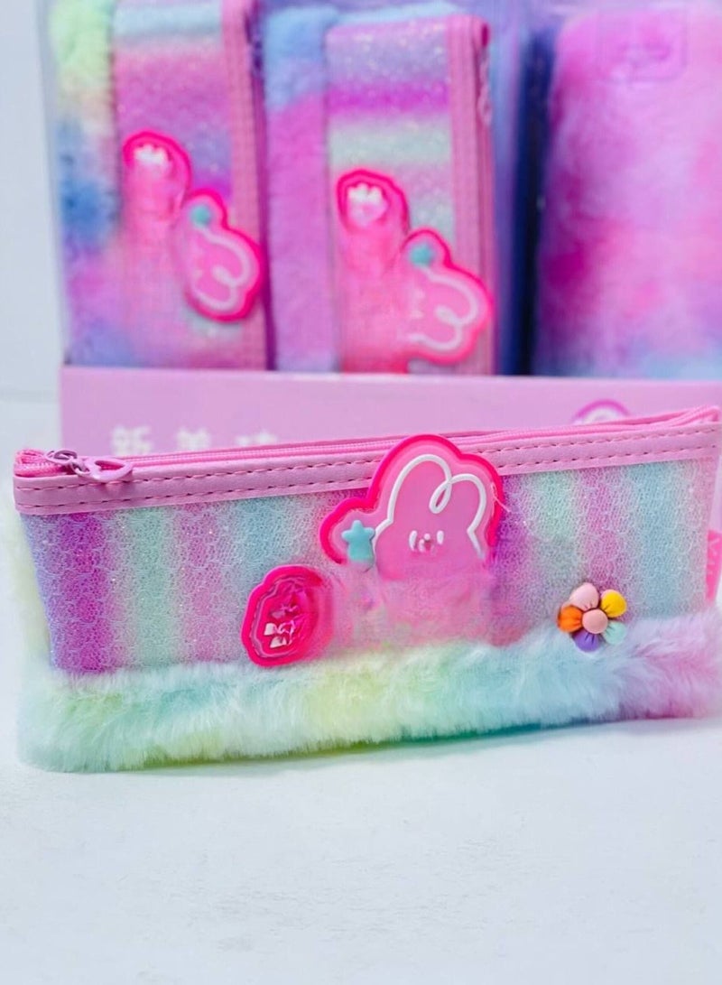 20-piece school supplies set (pencil case with zipper + 4 fluorescent colors + 12 wood colors + pencil + pen + 15 cm ruler) - Image 2