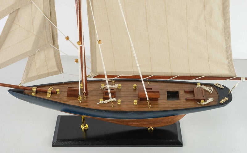 HOME DECOR SAILINGSTORY SAILINGSTORY Wooden Sailboat Decor Ship Model Antique Finish Navy - Image 3