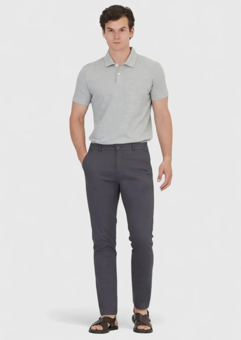 RAMSEY Hard Coal Weaving Jogging Fit Casual Cotton Blended Trousers