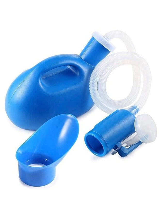 MEXPLE مجموعة زجاجة البول MEXPLE UroMaX2 للرجال والنساء المقعدين، زجاجة بول طبية آمنة وسميكة بسعة 2000 مل مع أنبوب بطول 1.6 م للمرضى المقعدين، النساء الحوامل والأنشطة الخارجية، زرقاء - Image 1